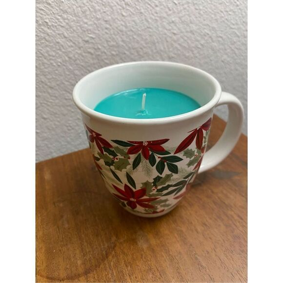 No Brand Other - Pointsetta Mug With Christmas Wreath Candle